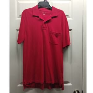 Lands' End Men's Size Medium (38/40) Red Short Sleeve Cotton Polo Shirt